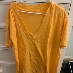 aerie Lightweight V-Neck Tee in coral orange